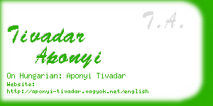 tivadar aponyi business card